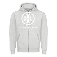 Dove Grey white burch tory Zipper Hoodie - PixelWave