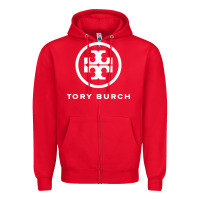 Red white burch tory Zipper Hoodie - PixelWave