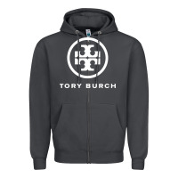 Smoke white burch tory Zipper Hoodie - PixelWave
