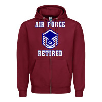 Burgundy military master sergeant air force retired t shirt Zipper Hoodie - PixelWave