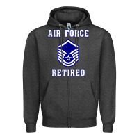 Charcoal Heather military master sergeant air force retired t shirt Zipper Hoodie - PixelWave