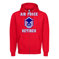 Red military master sergeant air force retired t shirt Zipper Hoodie - PixelWave