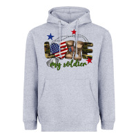 Heather Grey Love My Soldier Heavyweight Hoodie - BarkalooDesign
