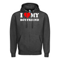 Charcoal Heather I Love My Boyfriend T-Shirt Zipper Hoodie - PixelWave