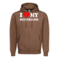 Chestnut I Love My Boyfriend T-Shirt Zipper Hoodie - PixelWave