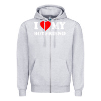 Heather Grey I Love My Boyfriend T-Shirt Zipper Hoodie - PixelWave