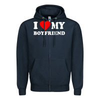Navy I Love My Boyfriend T-Shirt Zipper Hoodie - PixelWave