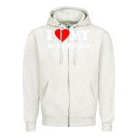 Oatmeal Heather I Love My Boyfriend T-Shirt Zipper Hoodie - PixelWave