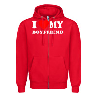 Red I Love My Boyfriend T-Shirt Zipper Hoodie - PixelWave