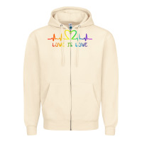 Sandshell LGBT Love Rainbow Heartbeat Zipper Hoodie - PixelWave