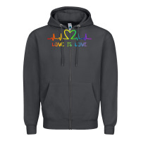 Smoke LGBT Love Rainbow Heartbeat Zipper Hoodie - PixelWave
