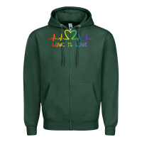 Sports Green LGBT Love Rainbow Heartbeat Zipper Hoodie - PixelWave