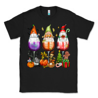 Black Hallothanksmas wine glasses and gnomes Classic Tee - texasbilliewilder