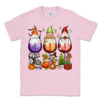 Bubblegum Pink Hallothanksmas wine glasses and gnomes Classic Tee - texasbilliewilder