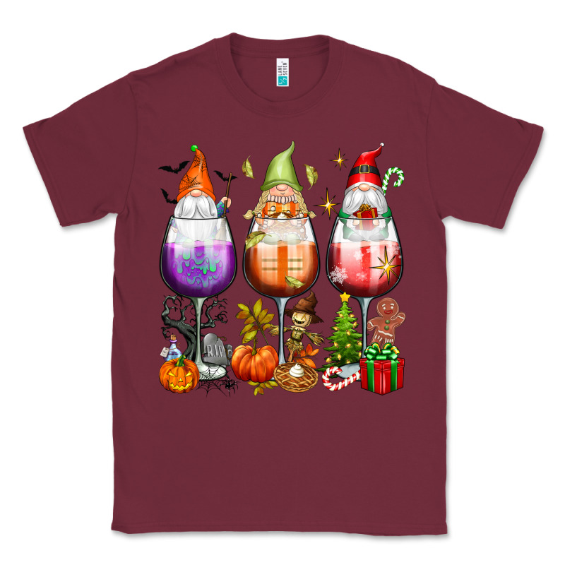 Hallothanksmas Wine Glasses And Gnomes Classic Tee by texasbilliewilder | Teevron