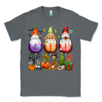 Charcoal Heather Hallothanksmas wine glasses and gnomes Classic Tee - texasbilliewilder