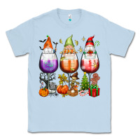 Dusty Blue Hallothanksmas wine glasses and gnomes Classic Tee - texasbilliewilder