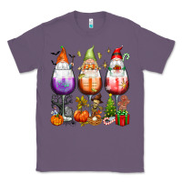 Lavender Hallothanksmas wine glasses and gnomes Classic Tee - texasbilliewilder