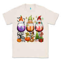 Natural Hallothanksmas wine glasses and gnomes Classic Tee - texasbilliewilder