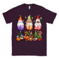 Plum Hallothanksmas wine glasses and gnomes Classic Tee - texasbilliewilder