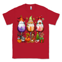 Red Hallothanksmas wine glasses and gnomes Classic Tee - texasbilliewilder