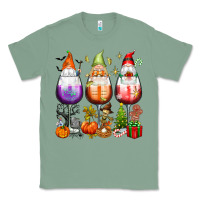 Sage Hallothanksmas wine glasses and gnomes Classic Tee - texasbilliewilder