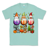 Seafoam Hallothanksmas wine glasses and gnomes Classic Tee - texasbilliewilder