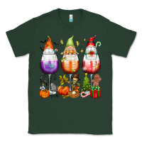 Sports Green Hallothanksmas wine glasses and gnomes Classic Tee - texasbilliewilder