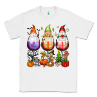White Hallothanksmas wine glasses and gnomes Classic Tee - texasbilliewilder