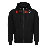 Black Dr. Feelgood Zipper Hoodie - PixelWave