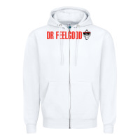 White Dr. Feelgood Zipper Hoodie - PixelWave