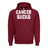 Burgundy cancer sucks Zipper Hoodie - PixelWave
