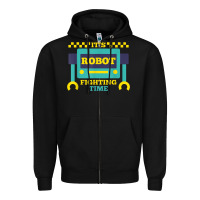 Black it's robot fighting time funny robotics engineer battle bots Zipper Hoodie - PixelWave