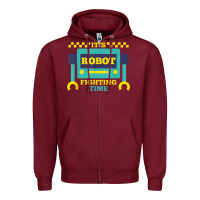 Burgundy it's robot fighting time funny robotics engineer battle bots Zipper Hoodie - PixelWave