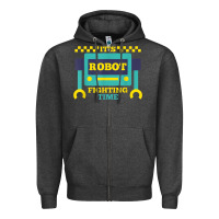 Charcoal Heather it's robot fighting time funny robotics engineer battle bots Zipper Hoodie - PixelWave