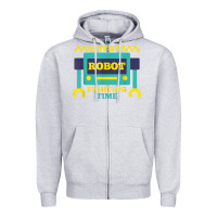 Heather Grey it's robot fighting time funny robotics engineer battle bots Zipper Hoodie - PixelWave
