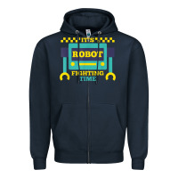 Navy it's robot fighting time funny robotics engineer battle bots Zipper Hoodie - PixelWave