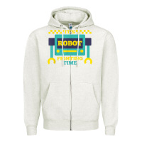 Oatmeal Heather it's robot fighting time funny robotics engineer battle bots Zipper Hoodie - PixelWave