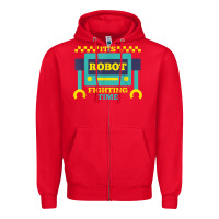 Red it's robot fighting time funny robotics engineer battle bots Zipper Hoodie - PixelWave