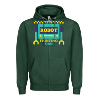 Sports Green it's robot fighting time funny robotics engineer battle bots Zipper Hoodie - PixelWave