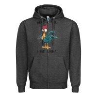 Charcoal Heather Moana Hei Hei Is My Spirit Animal Portrait Zipper Hoodie - PixelWave
