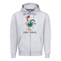 Heather Grey Moana Hei Hei Is My Spirit Animal Portrait Zipper Hoodie - PixelWave