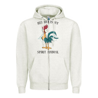 Oatmeal Heather Moana Hei Hei Is My Spirit Animal Portrait Zipper Hoodie - PixelWave