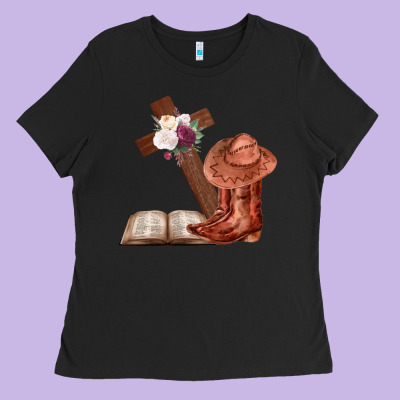 Boots With Bible And Cross Ladies Tee Designed By Bettercallsaul