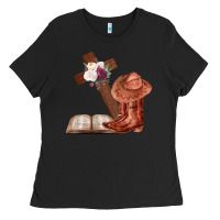 Black Boots with Bible and cross Ladies Tee - Bettercallsaul