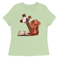 Matcha Boots with Bible and cross Ladies Tee - Bettercallsaul