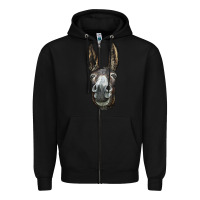 Black Donkey  Face Zipper Hoodie - LillyAllenDesigns