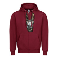 Burgundy Donkey  Face Zipper Hoodie - LillyAllenDesigns