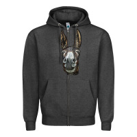 Charcoal Heather Donkey  Face Zipper Hoodie - LillyAllenDesigns