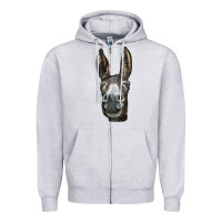 Heather Grey Donkey  Face Zipper Hoodie - LillyAllenDesigns